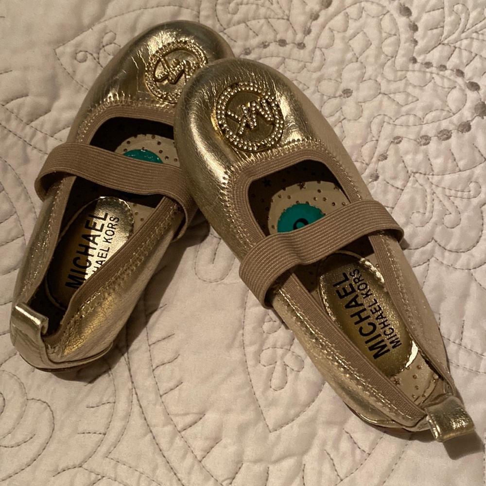 Michael Kors gold little girl ballet slipper